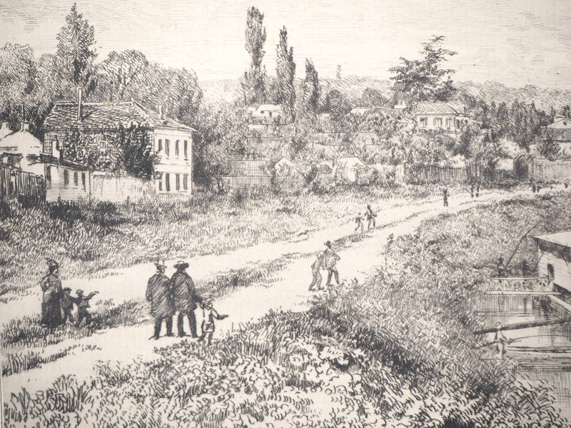 Alfred TAIEE : Péniche Bain - Gravure (détail)