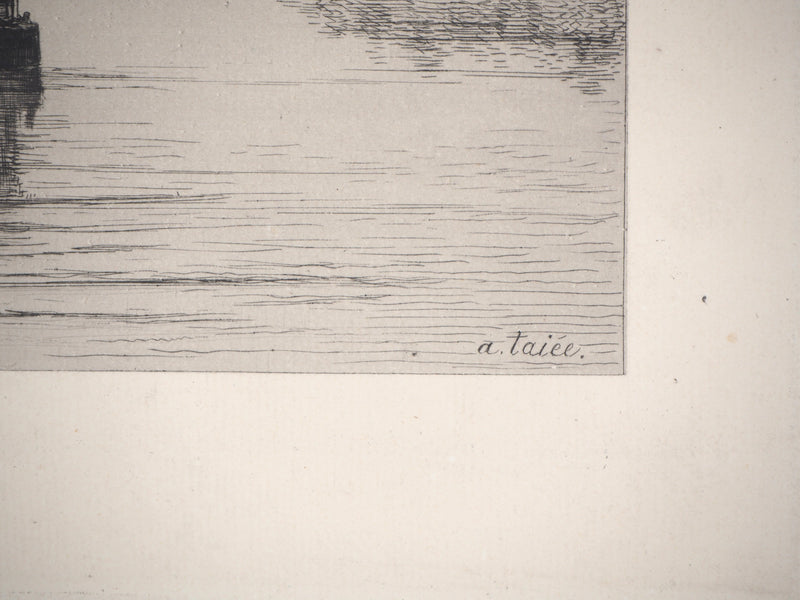 Alfred TAIEE : Péniche Bain - Gravure (détail)