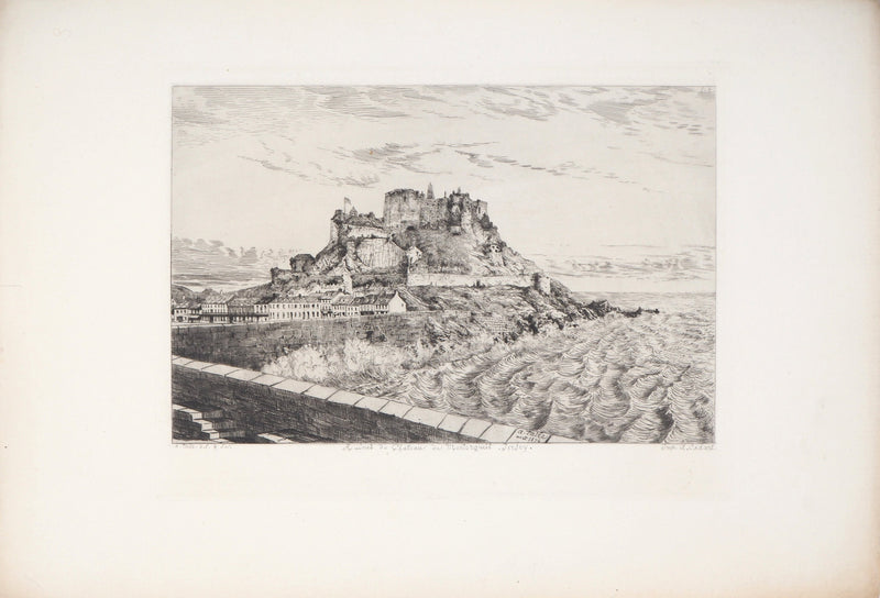 Alfred TAIEE : Ruine du château de Montorgueil - Gravure (détail)