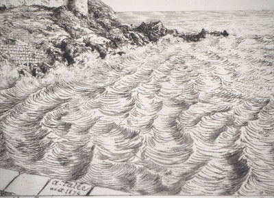 Alfred TAIEE : Ruine du château de Montorgueil - Gravure (détail)
