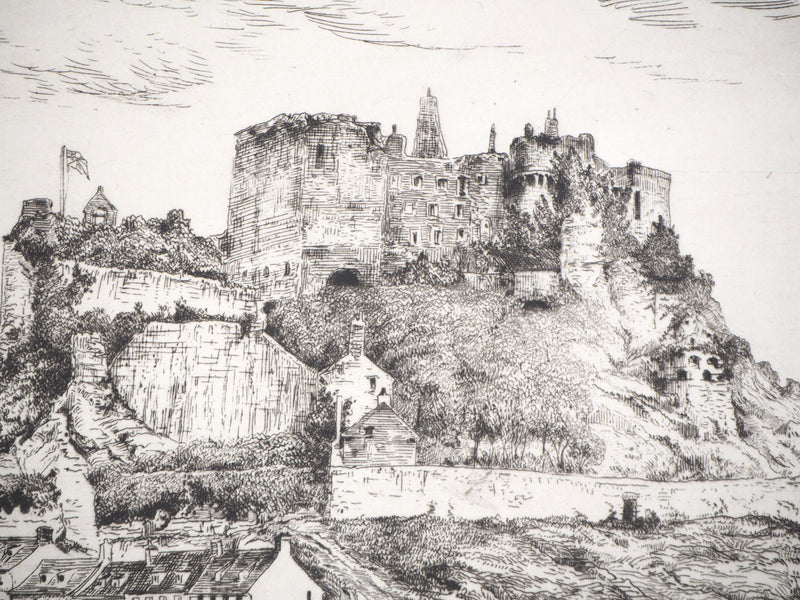Alfred TAIEE : Ruine du château de Montorgueil - Gravure (détail)