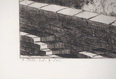 Alfred TAIEE : Ruine du château de Montorgueil - Gravure (détail)