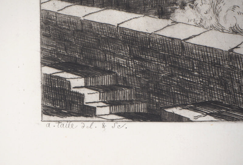 Alfred TAIEE : Ruine du château de Montorgueil - Gravure (détail)