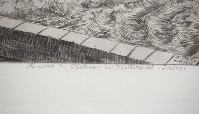 Alfred TAIEE : Ruine du château de Montorgueil - Gravure (détail)