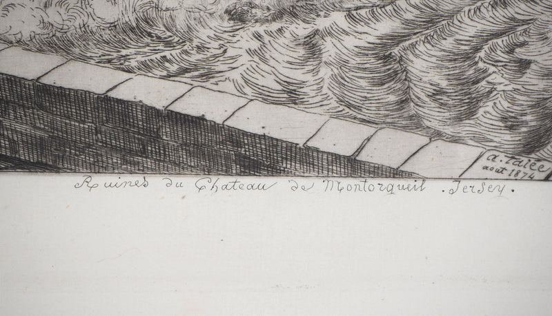 Alfred TAIEE : Ruine du château de Montorgueil - Gravure (détail)