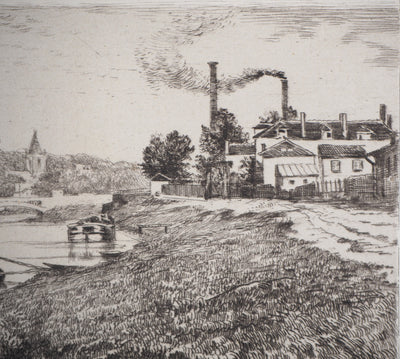 Alfred TAIEE : Saint Ouen avant la guerre - Gravure (détail)
