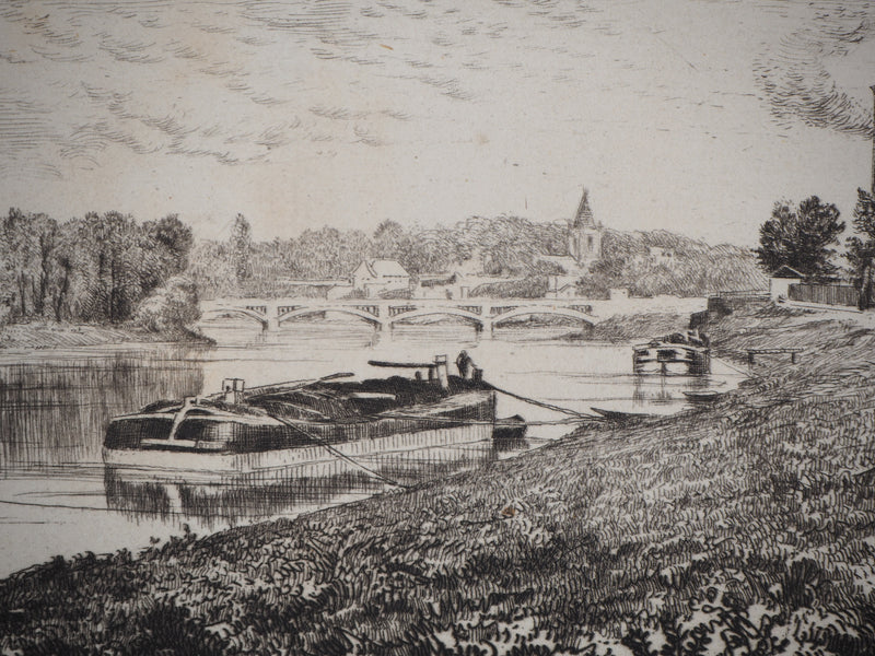 Alfred TAIEE : Saint Ouen avant la guerre - Gravure (détail)
