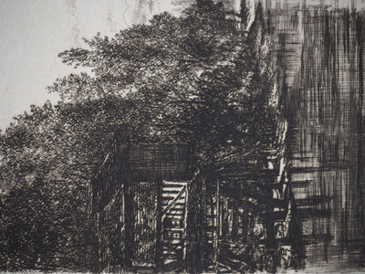Alfred TAIEE : Parc de Saint Ouen - Gravure (détail)