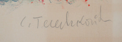 Kostia TERECHKOVITCH : Famille, Sortie en hiver - Lithographie (détail)
