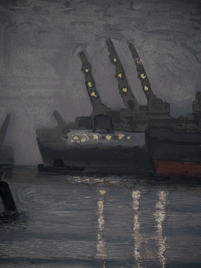 Michel TERRASSE : Port à la nuit tombée, 1971 - Lithographie (détail)