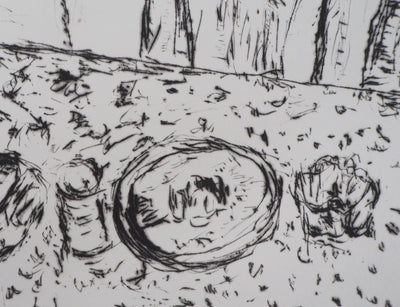 Jan Peter THORBECKE : La table à manger - Gravure (détail)