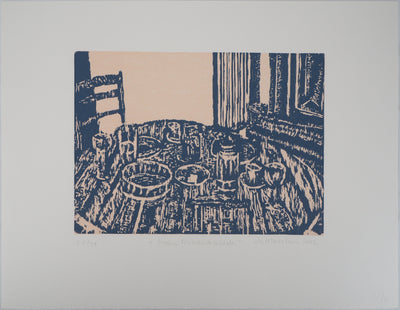 Jan Peter THORBECKE : A table - Lithographie (détail)