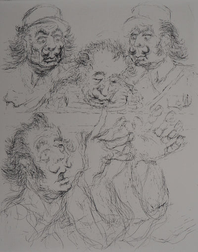  TIM : Dali en Fidel Castro - Gravure (détail)