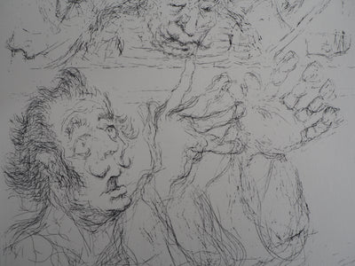  TIM : Dali en Fidel Castro - Gravure (détail)