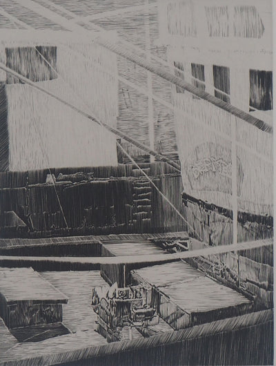 Etienne TINGAUD : En bernes, 1984 - Gravure