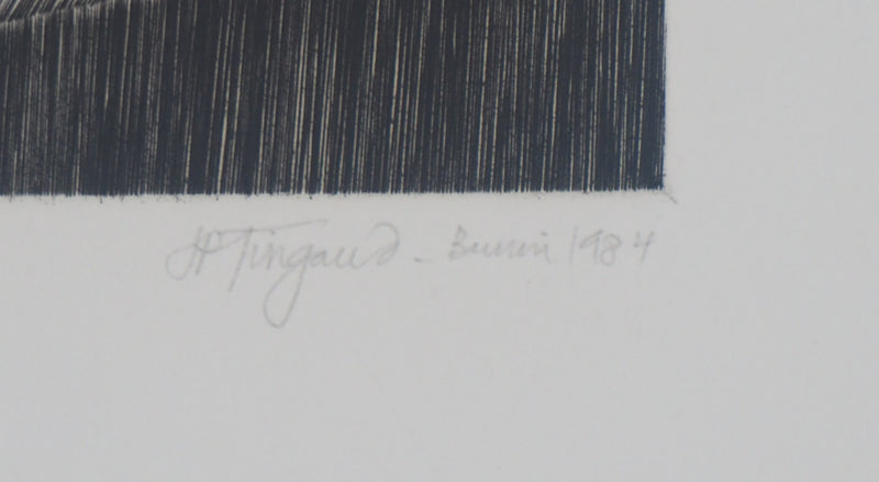 Etienne TINGAUD : En bernes, 1984 - Gravure (détail)