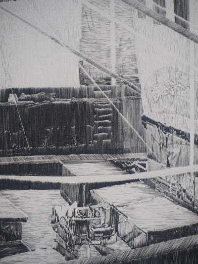 Etienne TINGAUD : En bernes, 1984 - Gravure (détail)