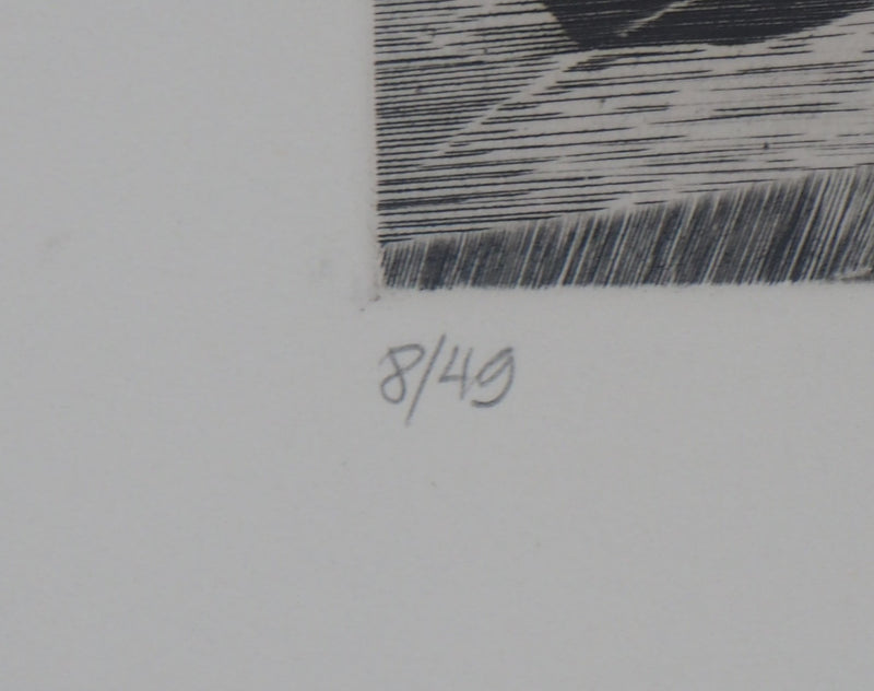 Etienne TINGAUD : En bernes, 1984 - Gravure (détail)