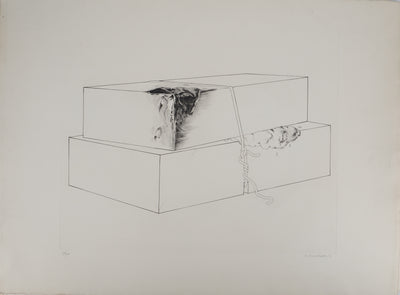 Gérard TITUS-CARMEL : La détérioration des deux boites : contamination, 1971 - Gravure