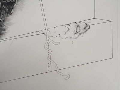 Gérard TITUS-CARMEL : La détérioration des deux boites : contamination, 1971 - Gravure (détail)