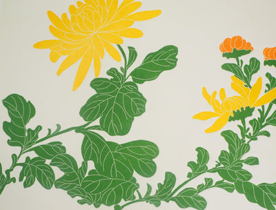 Fernando TORMO : Les chrysanthèmes - Gravure (détail)