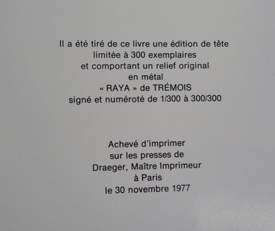 Pierre-Yves TREMOIS : Deux visages et Raya, 1977 - Livre (détail)