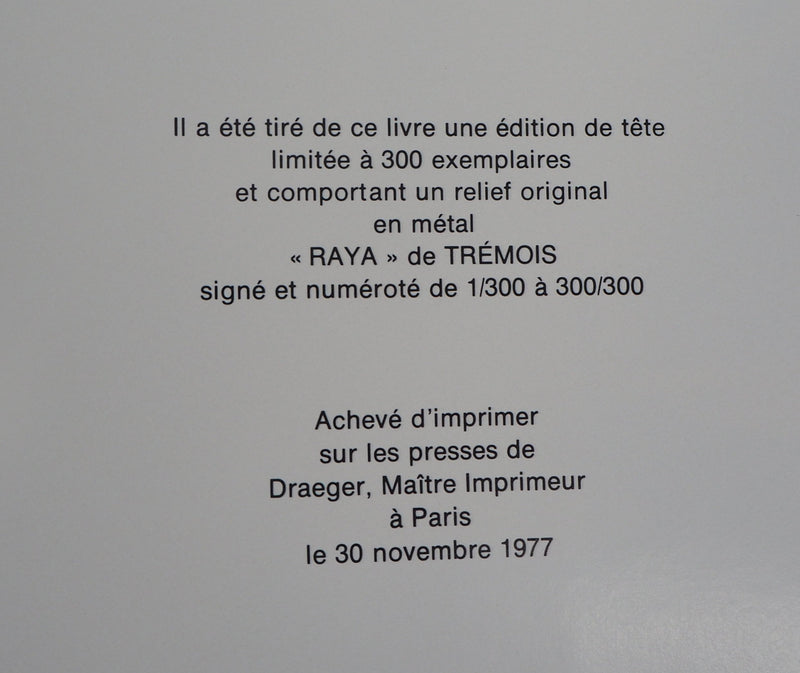 Pierre-Yves TREMOIS : Deux visages et Raya, 1977 - Livre (détail)