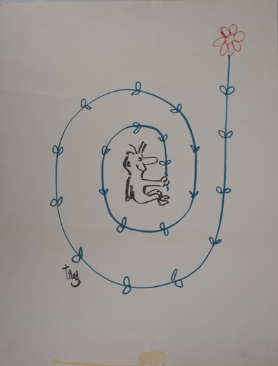 Alain TREZ : Tourbillon de fleur - Dessin