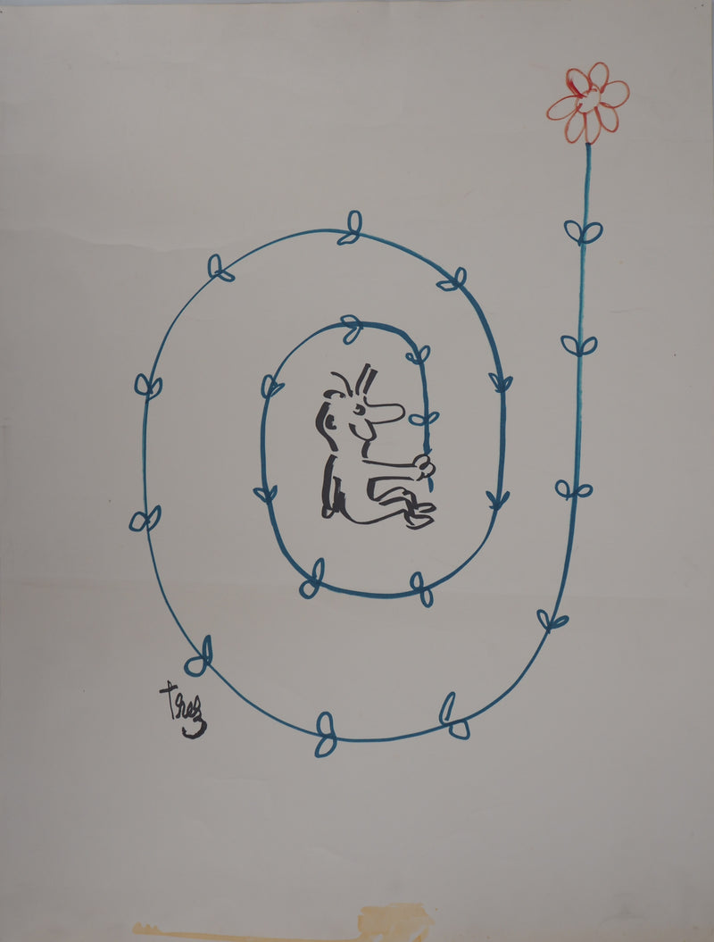 Alain TREZ : Tourbillon de fleur - Dessin