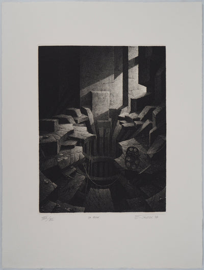 Gérard TRIGNAC : La mine, 1994 - Gravure (détail)
