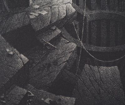 Gérard TRIGNAC : La mine, 1994 - Gravure (détail)