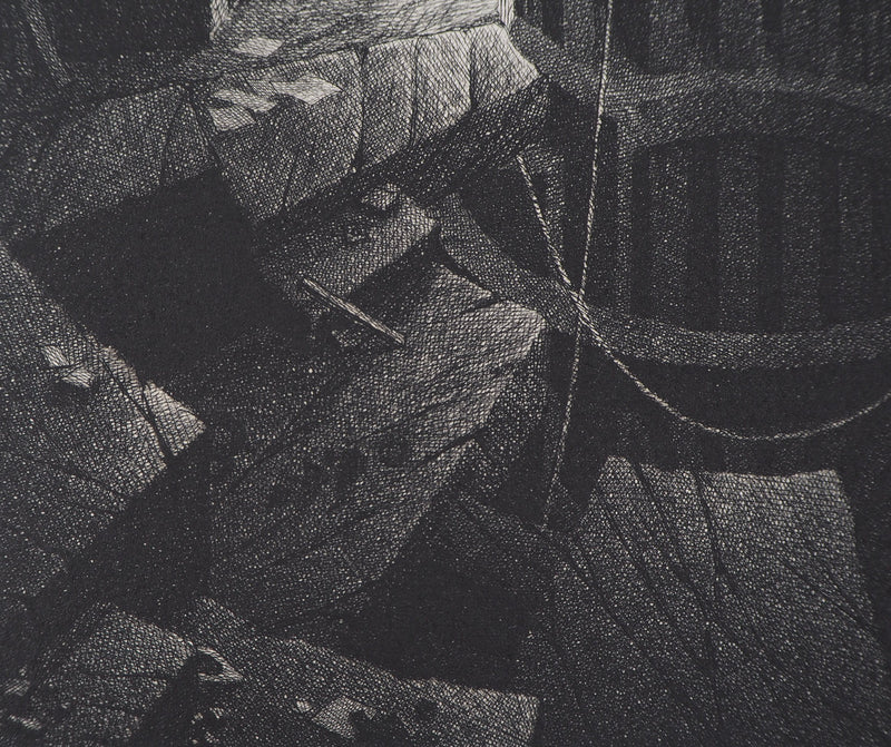 Gérard TRIGNAC : La mine, 1994 - Gravure (détail)