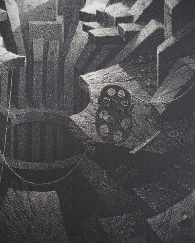 Gérard TRIGNAC : La mine, 1994 - Gravure (détail)