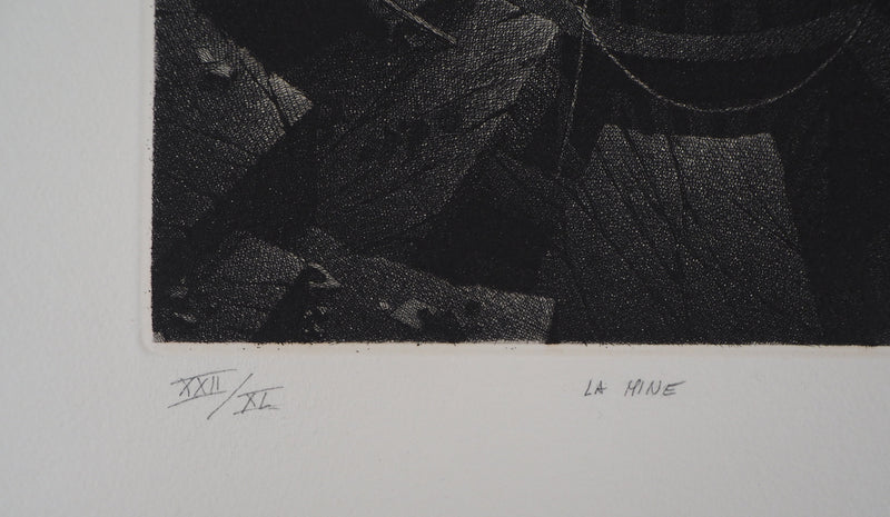 Gérard TRIGNAC : La mine, 1994 - Gravure (détail)