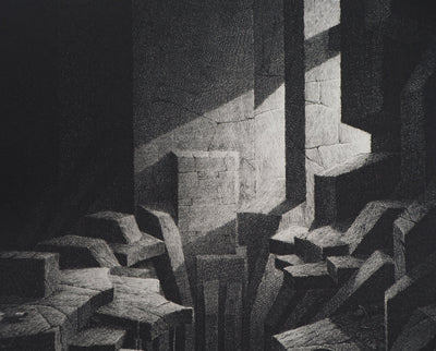 Gérard TRIGNAC : La mine, 1994 - Gravure (détail)