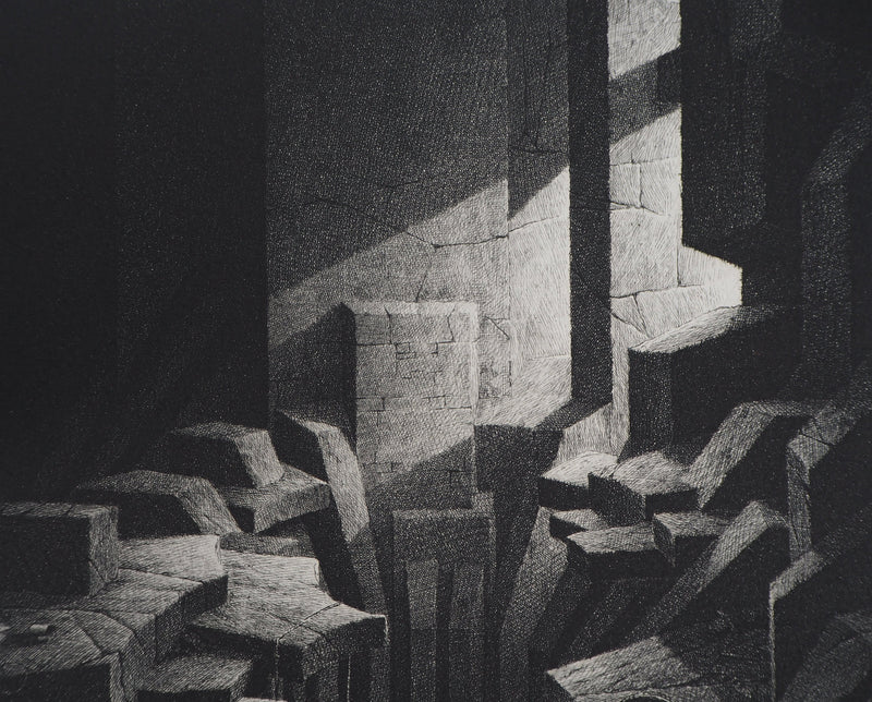 Gérard TRIGNAC : La mine, 1994 - Gravure (détail)