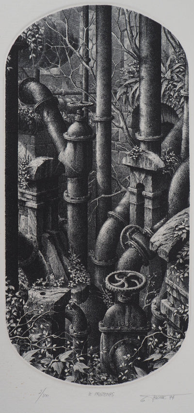 Gérard TRIGNAC : Le printemps - Gravure