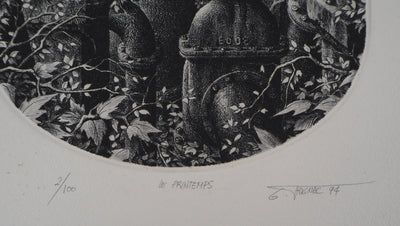 Gérard TRIGNAC : Le printemps - Gravure (détail)