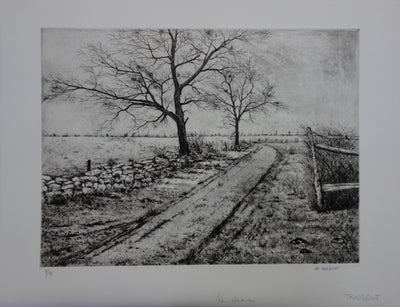 Henry-Pierre TROUSSICOT : Le chemin automnal - Gravure