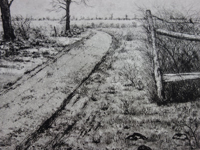 Henry-Pierre TROUSSICOT : Le chemin automnal - Gravure (détail)