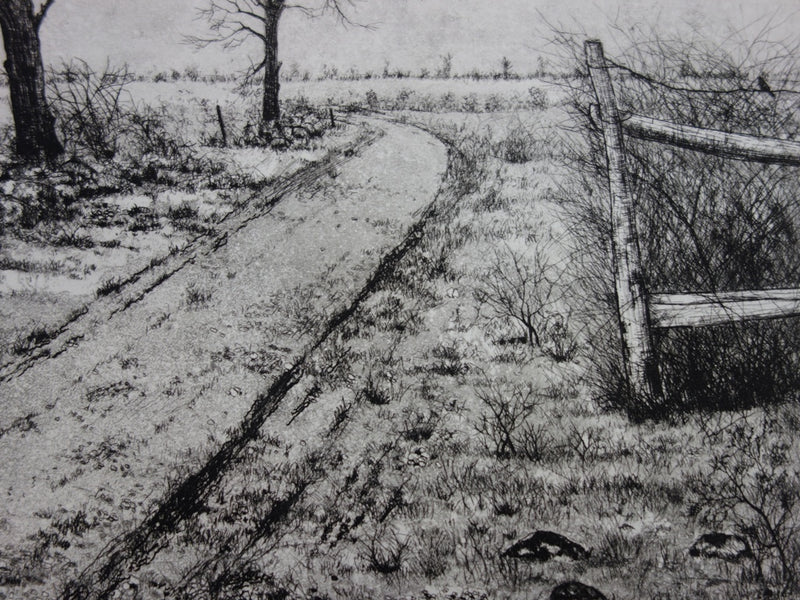 Henry-Pierre TROUSSICOT : Le chemin automnal - Gravure (détail)