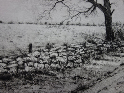 Henry-Pierre TROUSSICOT : Le chemin automnal - Gravure (détail)