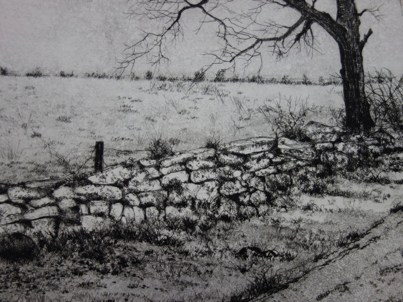 Henry-Pierre TROUSSICOT : Le chemin automnal - Gravure (détail)