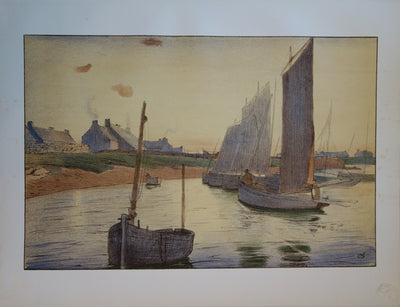R.-A. ULMANN : Tristesse sur la mer - Lithographie