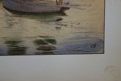 R.-A. ULMANN : Tristesse sur la mer - Lithographie (détail)