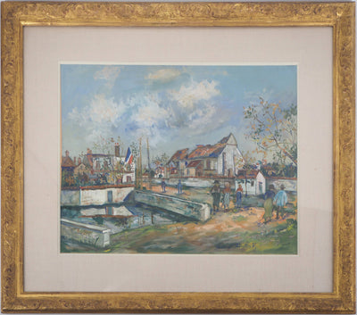 Maurice UTRILLO : Charleville : l'Eglise détruite, ver, Aquarelle originale (photo de détail 2) - Crédit photo : Galerie Art.Paris