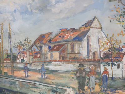 Maurice UTRILLO : Charleville : l'Eglise détruite, ver, Aquarelle originale (photo de détail 5) - Crédit photo : Galerie Art.Paris