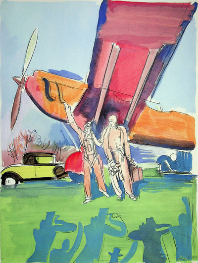 Milivoj UZELAC : Aviation : Baptême de l'air, Lithographie originale (photo de détail 3) - Crédit photo : Galerie Art.Paris