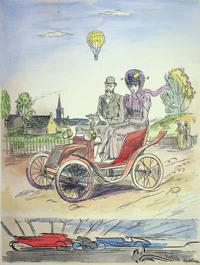 Milivoj UZELAC : Balade en automobile, Lithographie originale (photo de détail 3) - Crédit photo : Galerie Art.Paris