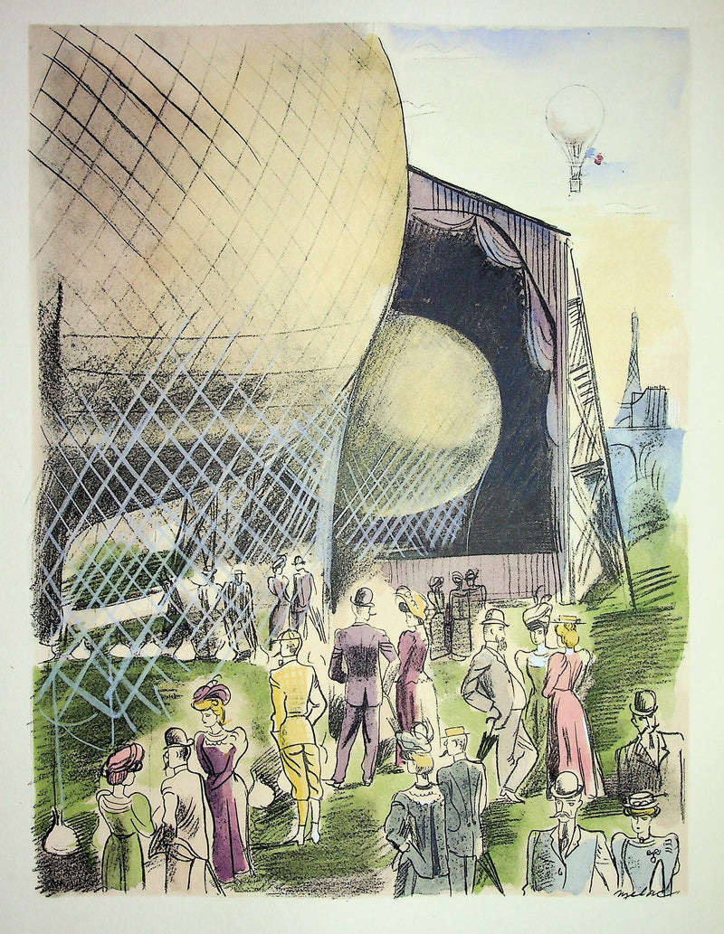 Milivoj UZELAC : Ballade en montgolfière, Lithographie originale (vue générale) - Crédit photo : Galerie Art.Paris